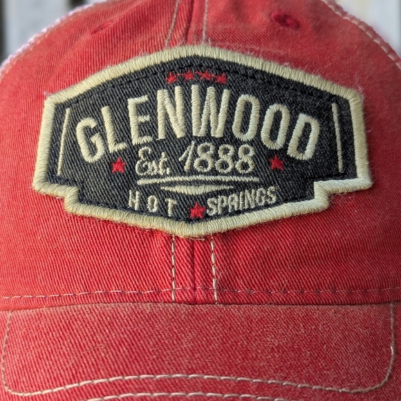 NWOT Legacy Glenwood Hot Springs Mesh Trucker Hat Unisex Red Cream - Picture 2 of 7